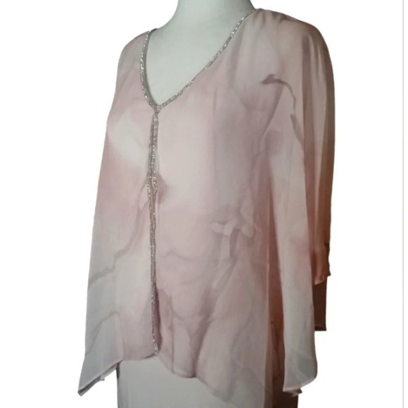 Frank Lyman Montreal Blush Pink Shift Dress Chiffon Overlay Size 6 NWT - Picture 3 of 8
